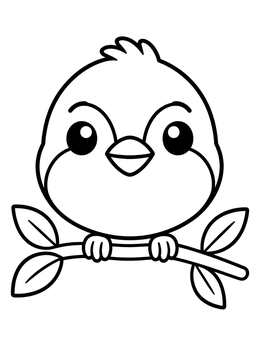 Free printable Cute Little Robin On A Branch coloring page