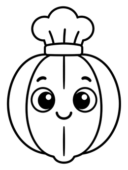 Free printable Cute Little Squash Chef coloring page