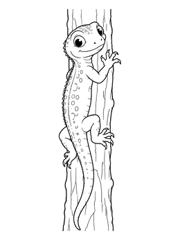 Free printable Cute Lizard Climbing Tree Trunk coloring page