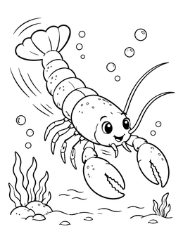 Free printable Cute Lobster Swimming Underwater coloring page