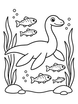 Free printable Cute Loch Ness Monster Underwater coloring page