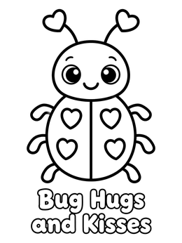 Free printable Cute Bug Hugs And Kisses coloring page