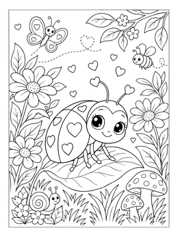 Free printable Cute Love Bug On A Leaf coloring page