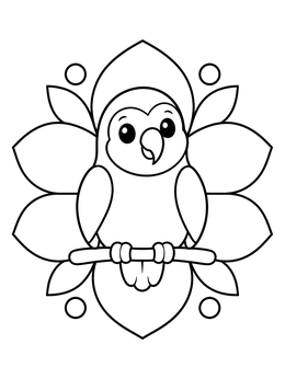 Free printable Cute Lovebird With Floral Mandala coloring page