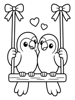Free printable Cute Lovebirds On A Swing coloring page