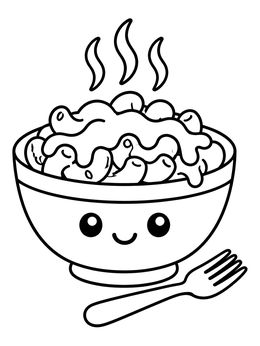 Free printable Cute Macaroni And Cheese Bowl coloring page