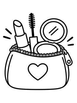 Free printable Cute Makeup Bag With Cosmetics coloring page