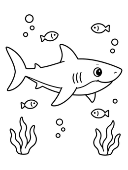 Free printable Cute Mako Shark And Little Fish coloring page