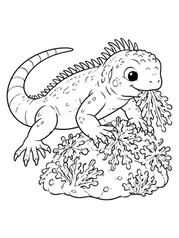 Free printable Cute Marine Iguana Eating Algae coloring page