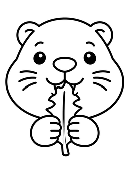 Free printable Cute Marmot Eating A Leaf coloring page