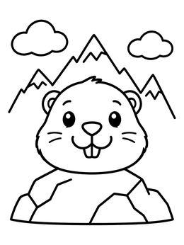 Free printable Cute Marmot On A Mountain Rock coloring page