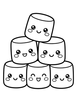 Free printable Cute Stack Of Kawaii Marshmallows coloring page