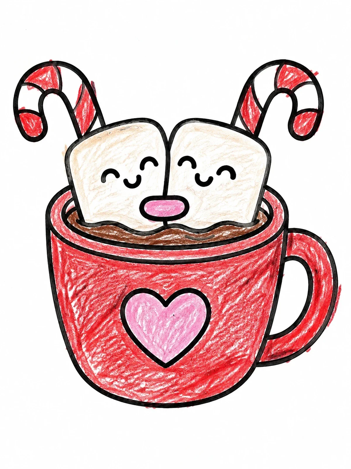 Colored example of the Cute Marshmallows In A Mug coloring page