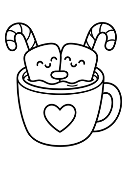 Free printable Cute Marshmallows In A Mug coloring page