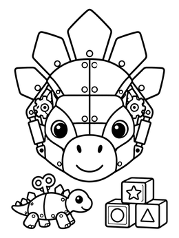Free printable Cute Mechanical Stegosaurus Robot coloring page