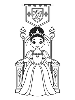 Free printable Princess On Her Royal Throne coloring page