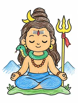 Cute Meditating Lord Shiva Coloring Page