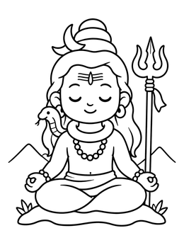 Free printable Cute Meditating Lord Shiva coloring page