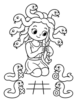 Free printable Cute Medusa Braiding Hair coloring page