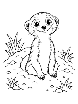 Free printable Cute Meerkat In A Burrow coloring page