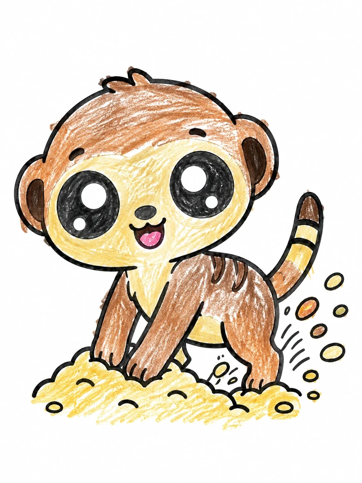 Colored example of the Cute Meerkat Digging In Sand coloring page
