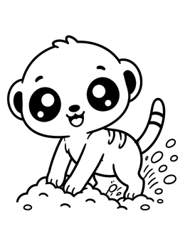 Free printable Cute Meerkat Digging In Sand coloring page
