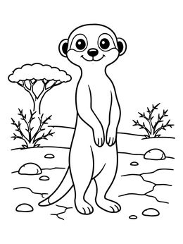 Free printable Cute Meerkat On Desert Plain coloring page