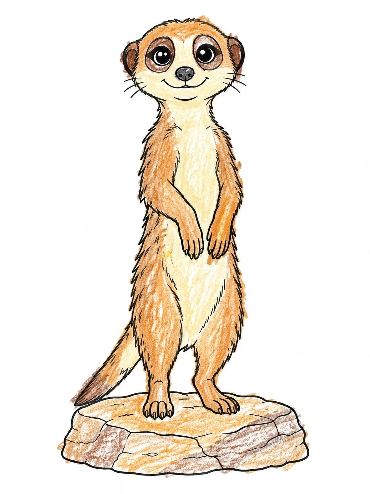 Colored example of the Cute Meerkat On A Rock coloring page