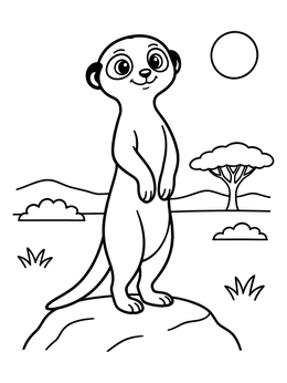 Free printable Cute Meerkat On A Rock coloring page
