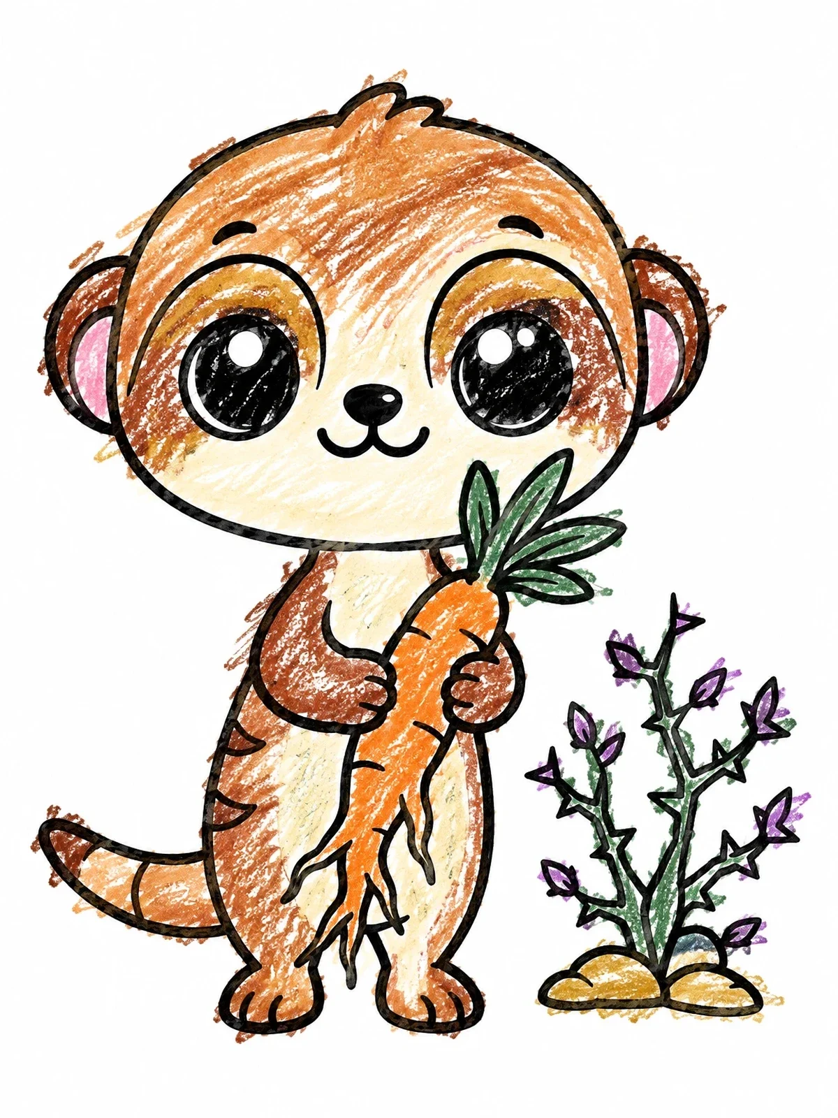 Colored example of the Cute Meerkat With Desert Root coloring page
