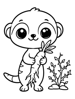 Free printable Cute Meerkat With Desert Root coloring page