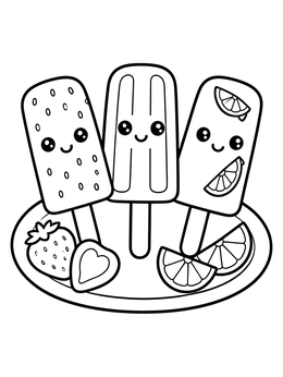 Free printable Cute Mexican Fruit Paletas coloring page