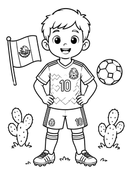 Free printable Cute Mexican Soccer Boy Player coloring page