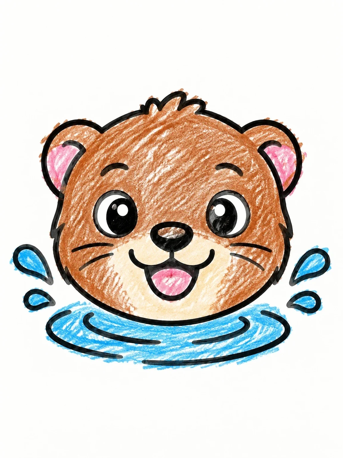 Colored example of the Cute Mink Head In Water coloring page