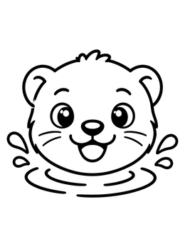 Free printable Cute Mink Head In Water coloring page