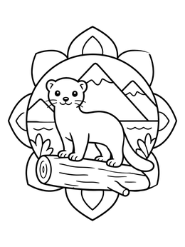 Free printable Cute Mink On A Log coloring page