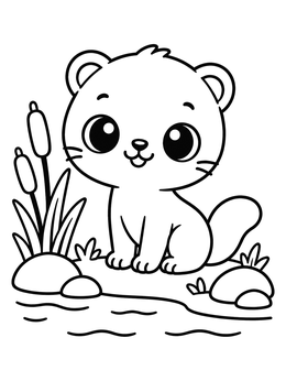 Free printable Cute Mink On The Riverbank coloring page