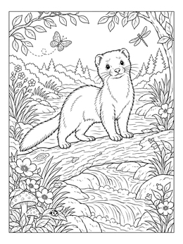 Free printable Cute Mink On A Log coloring page