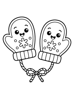 Free printable Cute Mitten Christmas Cookies With String coloring page