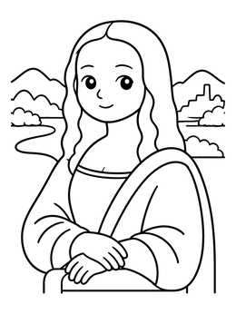 Free printable Cute Mona Lisa Art Portrait coloring page