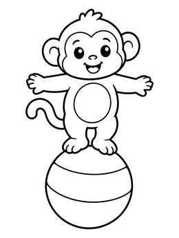 Free printable Cute Monkey Balancing On Ball coloring page