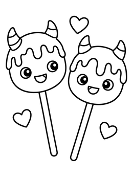 Free printable Cute Monster Cake Pops With Horns coloring page
