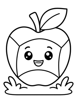 Free printable Cute Mosaic Apple Character coloring page