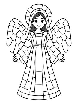 Free printable Cute Mosaic Christmas Angel coloring page