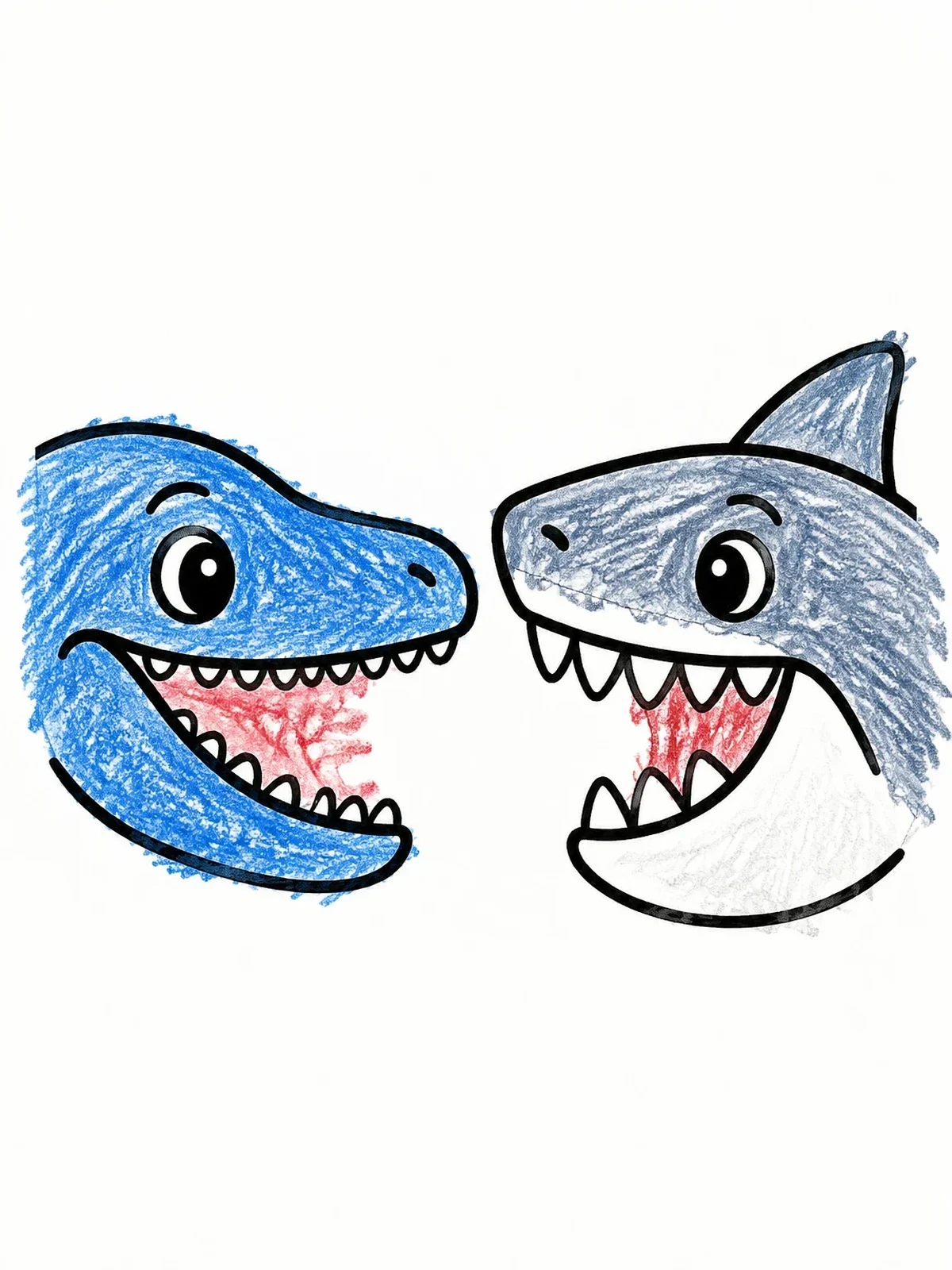 Colored example of the Friendly Mosasaurus And Megalodon Face Off coloring page