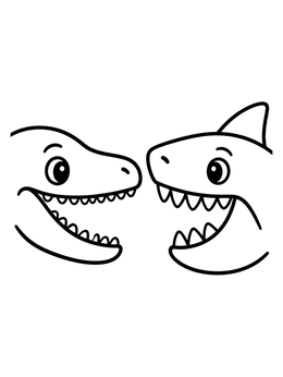 Free printable Friendly Mosasaurus And Megalodon Face Off coloring page