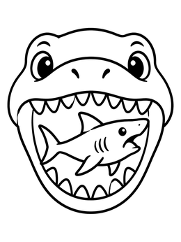 Free printable Cute Mosasaurus Snapping A Shark coloring page