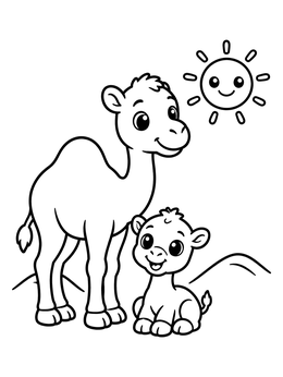 Free printable Cute Mother And Baby Camel coloring page