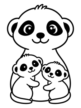 Free printable Cute Mother Meerkat With Pups coloring page