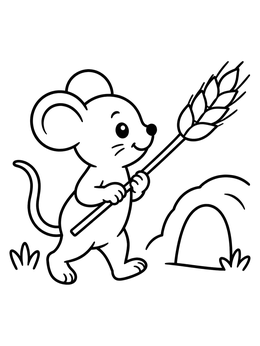 Free printable Cute Mouse Carrying Wheat Stalk coloring page